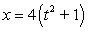 The given parametric equations define a plane curve. Find an equation in rectangular form that also corresponds to the plane curve.    ,  