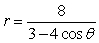 For the polar equation, (a) Identify the conic as either a parabola, ellipse, or hyperbola; (b) find the eccentricity and vertex (or vertices); and (c) graph.   