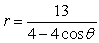 For the polar equation, (a) Identify the conic as either a parabola, ellipse, or hyperbola; (b) find the eccentricity and vertex (or vertices); and (c) graph.   