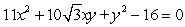(a) Identify the type of conic by the discriminant, (b) transform the equation in x and y into an equation in X and Y (without an XY term) by rotating the x- and y-axes by an angle of θ to arrive at the new X- and Y-axes, and (c) graph the resulting equation (showing both sets of axes).   