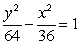 Find the standard form of the equation of the hyperbola with foci (0, 10)  and (0, -10) , and vertices (0, 8)  and (0, -8) . A)    B)    C)    D)   