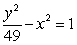 Find the standard form of the equation of a hyperbola with center (0, 0) , transverse y-axis, and asymptotes y = -7x and y = 7x. A)    B)    C)    D)   