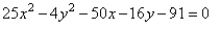 Find the general equation of the hyperbola from the given graph.   A)    B)    C)    D)   