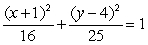 Find the standard form of the ellipse with the following equation. 25x<sup>2</sup> + 16y<sup>2</sup> - 50x + 128y = 119 A)    B)    C)    D)   
