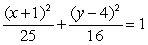 Find the standard form of the ellipse with the following equation. 25x<sup>2</sup> + 16y<sup>2</sup> - 50x + 128y = 119 A)    B)    C)    D)   