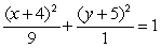 Find the standard form of the ellipse with the following equation. 1x<sup>2</sup> + 9y<sup>2</sup> + 8x + 90y = -232 A)    B)    C)    D)   