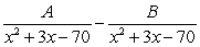 Write the form of the partial fraction decomposition for the given rational expression. Do not solve for the constants.   A)    B)    C)    D)   