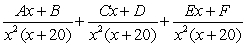 Write the form of the partial fraction decomposition for the given rational expression. Do not solve for the constants.   A)     B)    C)    D)   