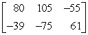 Calculate 2B - 5A if   And    A)    B)    C)    D)   