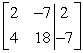  Perform the row operation -3R<sub>1</sub> + R<sub>2</sub> \rightarrow R<sub>2 </sub>on the matrix and write the resulting matrix.   A)    B)    C)    D)    