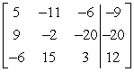  Perform the row operation R<sub>1</sub> + R<sub>2</sub>  \rightarrow R<sub>2</sub> on the matrix and write the resulting matrix.   A)    B)    C)    D)    