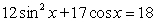  Solve the trigonometric equation on 0°<sup> </sup> \le  x  \le  360°. Give answers in degrees and round to two decimal places.   A)    B)    C)    D)    