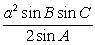 Area of a Triangle. A formula for finding the area of a triangle when given the measures of the angles and one side is area =    where a is the length of the side opposite angle A. If the measures of angles B and C are26° and 61° , respectively, and if a = 19 feet, use the appropriate product-to-sum identity to change the formula so that you can solve for the area of a triangle. Round your answer to two decimal places.    A)  69.30 ft<sup>2</sup> B)  3.65 ft<sup>2</sup> C)  138.60 ft<sup>2</sup> D)  69.11 ft<sup>2</sup>