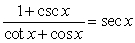 Verify the trigonometric identity      algebraically.