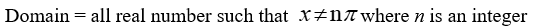 State the domain of the function. Y = tan    A)    B)    C)    D)   