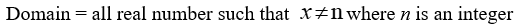 State the domain of the function. Y = tan    A)    B)    C)    D)   