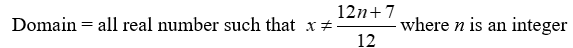 State the domain of the function. Y = tan    A)    B)    C)    D)   