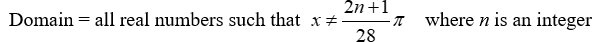 State the domain of the function. Y = -3 sec (14 x)  A)    B)    C)    D)   