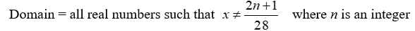 State the domain of the function. Y = -3 sec (14 x)  A)    B)    C)    D)   