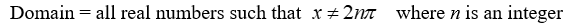 State the domain of the function. Y =    A)    B)    C)    D)   