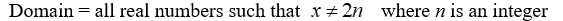 State the domain of the function. Y =    A)    B)    C)    D)   
