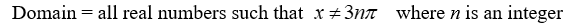 State the domain of the function. Y =    A)    B)    C)    D)   
