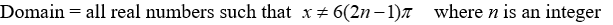 State the domain of the function. Y =    A)    B)    C)    D)   