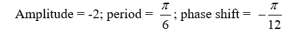 State the amplitude, period, and phase shift of the function. Y =    A)    B)    C)    D)   