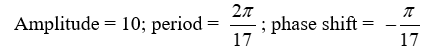 State the amplitude, period, and phase shift of the function. Y =    A)    B)    C)    D)   