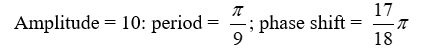 State the amplitude, period, and phase shift of the function. Y =    A)    B)    C)    D)   