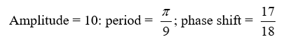 State the amplitude, period, and phase shift of the function. Y =    A)    B)    C)    D)   