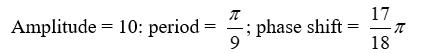 State the amplitude, period, and phase shift of the function. Y =    A)    B)    C)    D)   