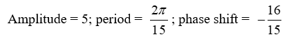 State the amplitude, period, and phase shift of the function. Y =    A)    B)    C)    D)   