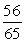 Use the triangle to write cos \theta , if A = 33, B = 56, and C = 65.   A)    B)    C)    D)    