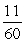  Use the triangle to write sec \theta , if A = 60, B = 11, and C = 61.   A)    B)    C)    D)    