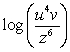 Write the expression as a single logarithm. 4log u - log v - 6log z A)    B)    C)    D)   