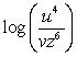 Write the expression as a single logarithm. 4log u - log v - 6log z A)    B)    C)    D)   