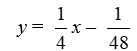 <strong>Write the equation of the line given the slope m = 1/12 and x-intercept (1/4, 0).</strong> A) B) C) D)