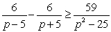  Solve the rational inequality.   A)  [-5, 5] B)  (- \infty , -5)   \cup  (5,  \infty )  C)  (- \infty , -5]  \cup  [5,  \infty )  D)  (-5, 5)  