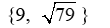 Find the solution set of the equation |t<sup>2</sup> - 80| = 1 A)  {79, 81} B)    C)    D)   