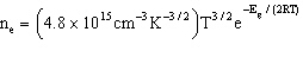 <strong>Exhibit 22-2 The following question(s) pertain to the following equation which estimates the number of electrons per cubic centimeter excited to the conduction band as a function of temperature and the band gap energy.   Refer to Exhibit 22-2. Based solely on the equation above, which set of conditions will result in the most electrons being excited to the conduction band.</strong> A) Low temperature, low band gap energy B) Low temperature, high band gap energy C) High temperature, low band gap energy D) High temperature, high band gap energy <div style=padding-top: 35px> 
