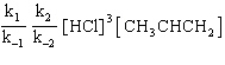 <strong>Exhibit 18-3 The following question(s) pertain to the reaction of propene (C3CHCH2) with hydrochloric acid.   A proposed mechanism for this chemical reaction is   Refer to Exhibit 18-3. What would be the predicted rate law if the second step were the slow step? </strong> A)   B) k<sub>2</sub>[H<sub>2</sub>Cl<sub>2</sub>][CH<sub>3</sub>CHClCH<sub>3</sub><sup>*</sup>] C) k<sub>2</sub>[HCl][CH<sub>3</sub>CHCH<sub>2</sub>] D) none of the above <div style=padding-top: 35px> 