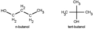 Which do you think has a higher boiling point, n-butanol or tert-butanol?   A)  n-butanol because it forms stronger hydrogen bonds. B)  tert-butanol because it forms stronger hydrogen bonds. C)  n-butanol because the linear molecule allows for greater dispersion forces. D)  tert-butanol because the tetrahedral molecule allows for greater dispersion forces. E)  they will be exactly the same.