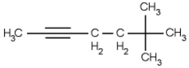 Name the following compound.   A)  6,6,6-trimethyl-2-hexyne B)  5,5,5-trimethyl-2-hexyne C)  6,6-dimethyl-2-heptyne D)  1,5,5,5-tetrametyl-1-pentyne E)  5,5-dimethyl-2-hexyne