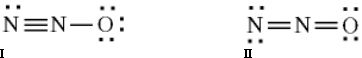Choose the best statement regarding why diagram I is the better choice between these two Lewis diagrams for N<sub>2</sub>O   A)  because II does not satisfy the octet rule for all atoms. B)  because structure I has fewer formal charges than II. C)  because structure I has the negative formal charge on the most electronegative atom. D)  because structure I has the positive formal charge on the most electronegative atom. E)  the best structure is actually structure II.