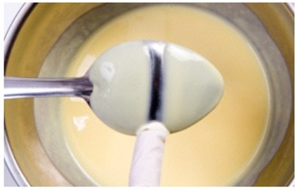    The crème anglaise will coat the back of the spoon as shown in the picture at approximately what temperature? A)  200°F B)  195°F C)  185°F D)  165°F