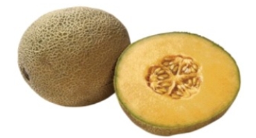Identify the fruit.   A)  cantaloupe B)  honeydew C)  canary melon D)  crenshaw melon