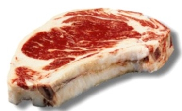 Identify the fabricated cuts of beef. Choose the correct name for this fabricated cut of meat.   A)  beef chuck, boneless, separated into blade, clod, and arm B)  beef rib steak C)  beef porterhouse steak D)  beef boneless strip loin E)  beef short loin