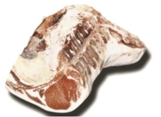 Identify the fabricated cuts of beef. Choose the correct name for this fabricated cut of meat.   A)  beef loin B)  beef shank, cross cuts C)  beef knuckle, untrimmed D)  beef boneless strip loin E)  beef short loin