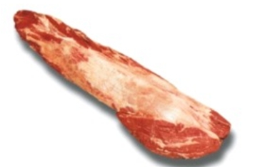 Identify the fabricated cuts of beef. Choose the correct name for this fabricated cut of meat.   A)  beef tenderloin, trimmed B)  beef shank, cross cuts C)  beef knuckle, untrimmed D)  beef boneless strip loin E)  beef short loin